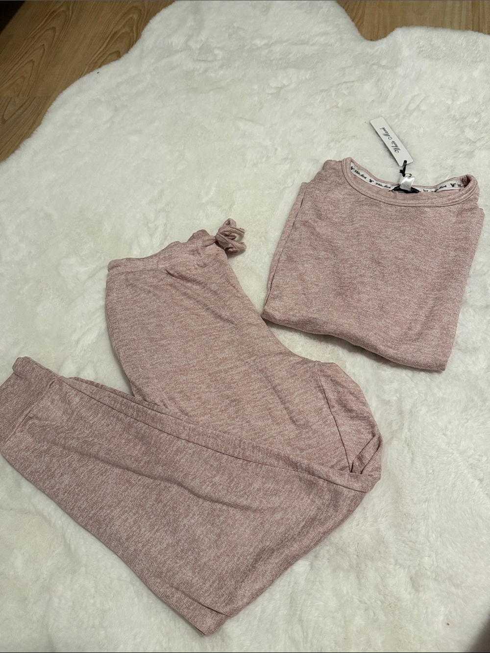 White Mark Heather Pink Womens Pajama Set - Long Sleeve Top & Pants - Picture 7 of 7
